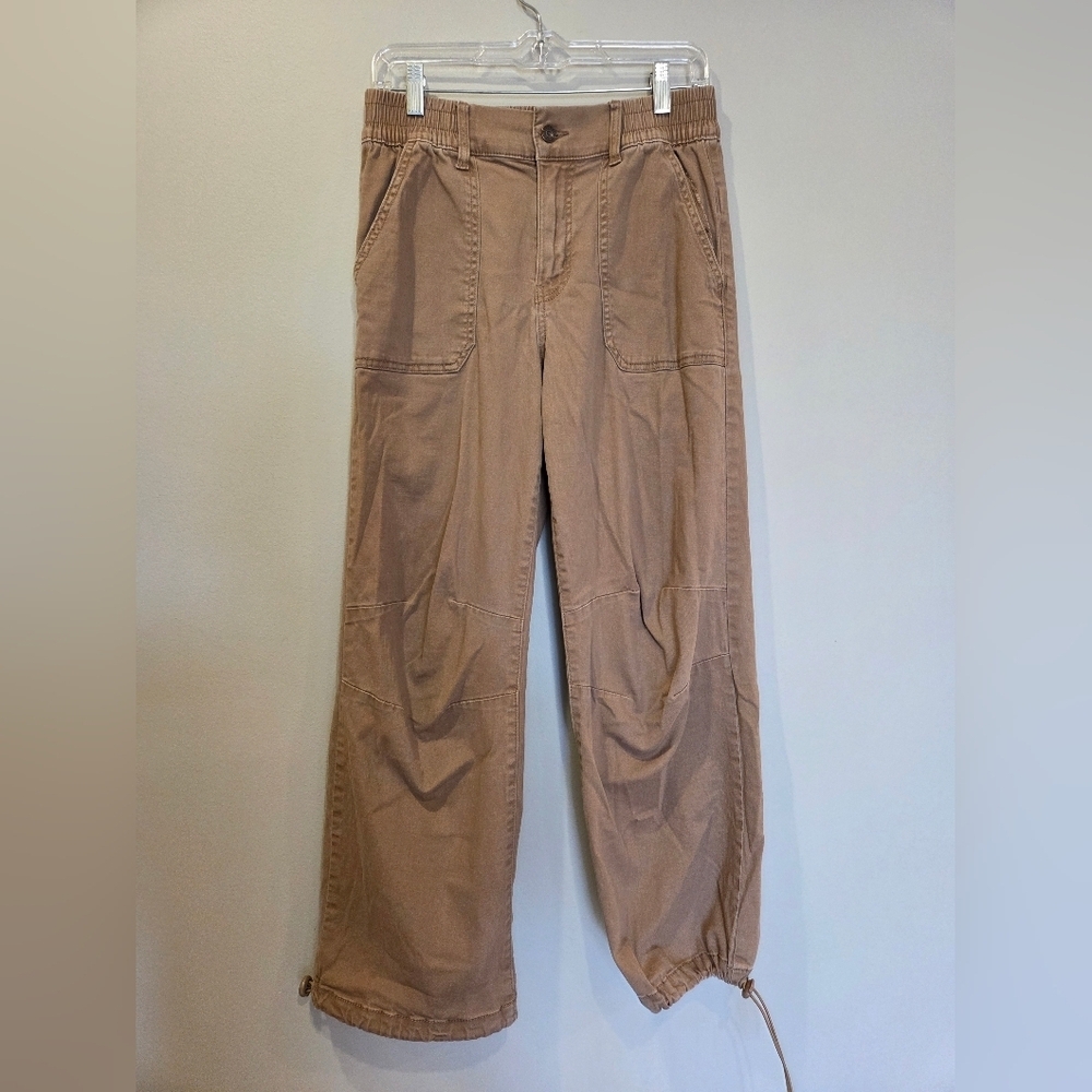 Celebrity Pink Parachute Pants Womens Small Khaki Brown Drawstring Hem Cargo